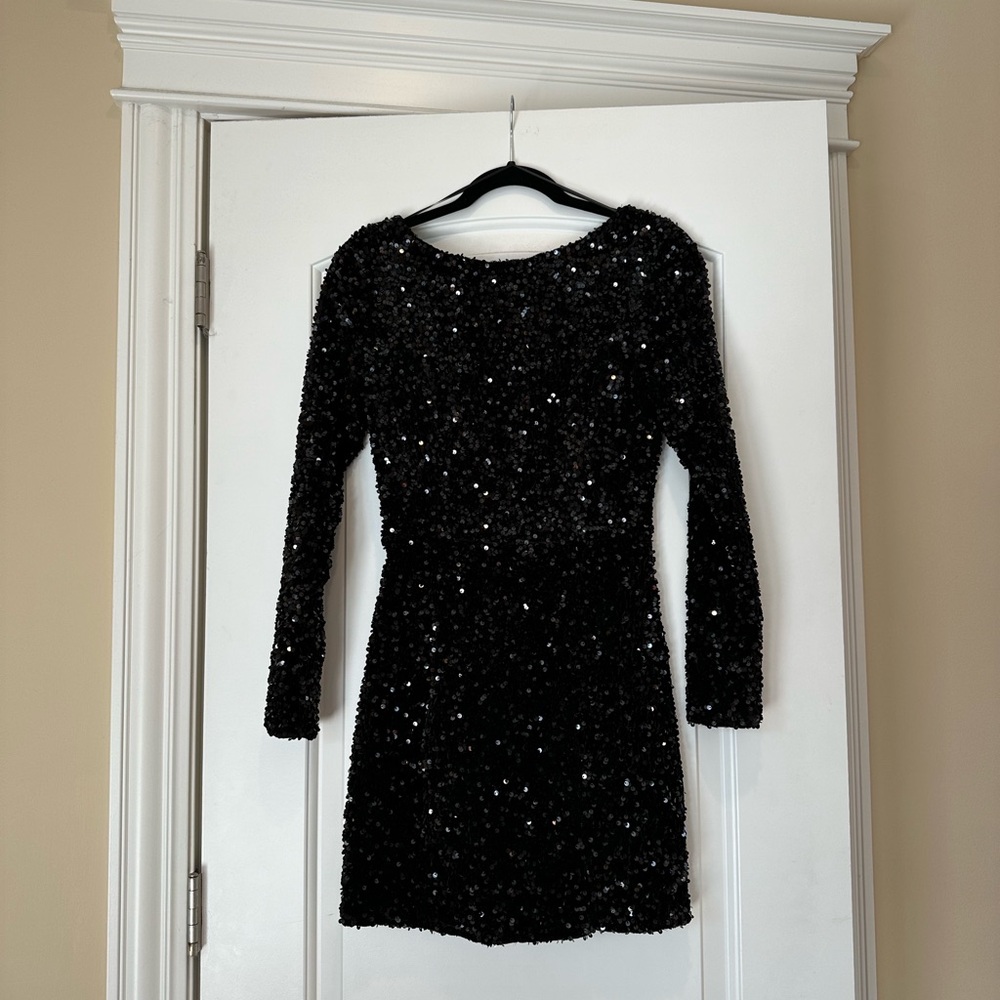 Sequin long sleeve mini dress